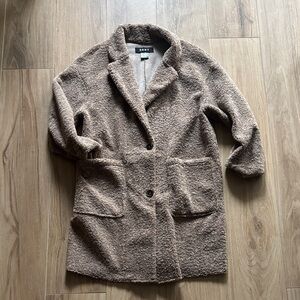 DKNY Women's Cozy Tan Faux Shearling Coat